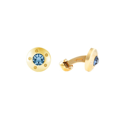 Cinq Vis Cufflinks - Louis Faglin Paris Gold Navy Sapphire