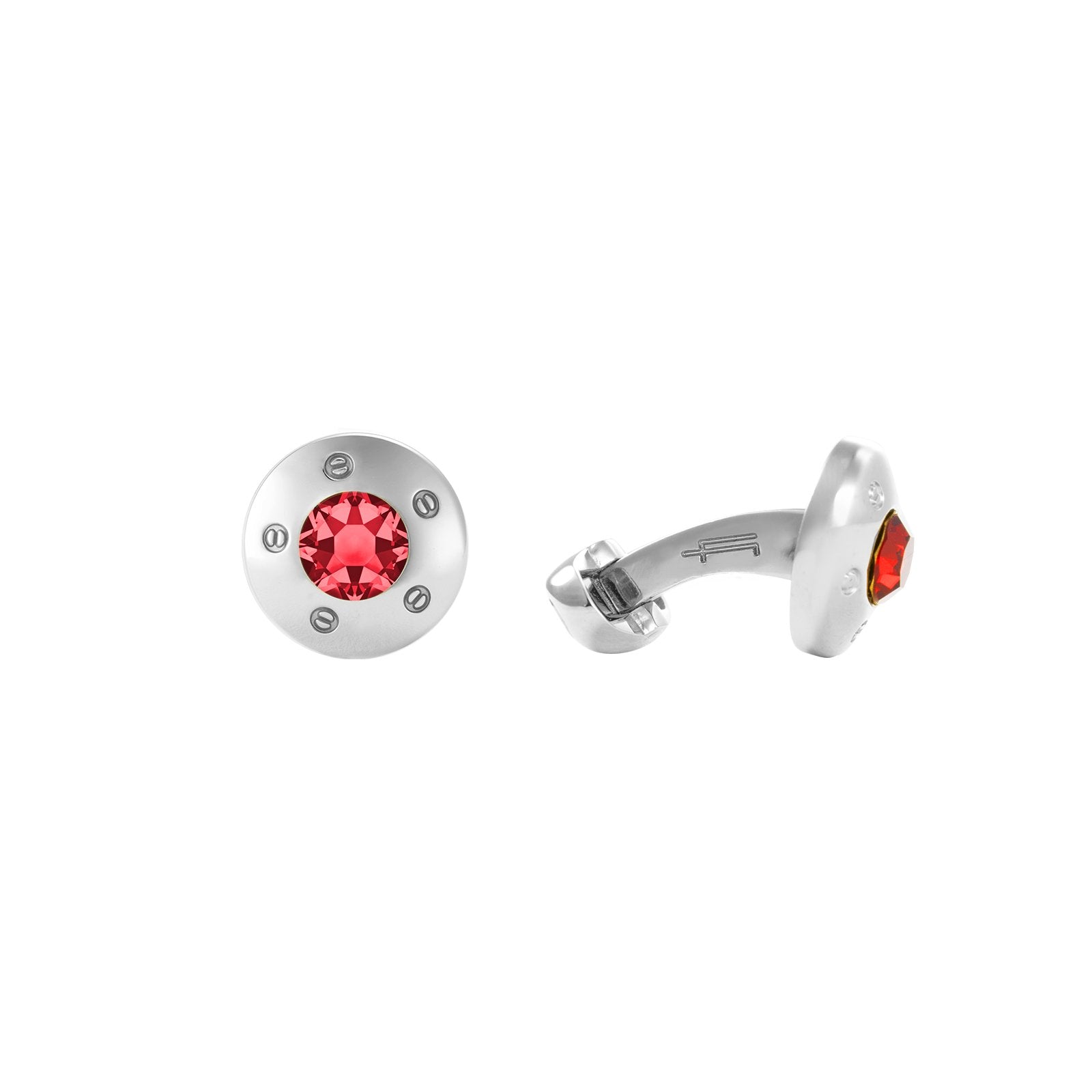 Cinq Vis Cufflinks - Louis Faglin Paris Silver Red Ruby