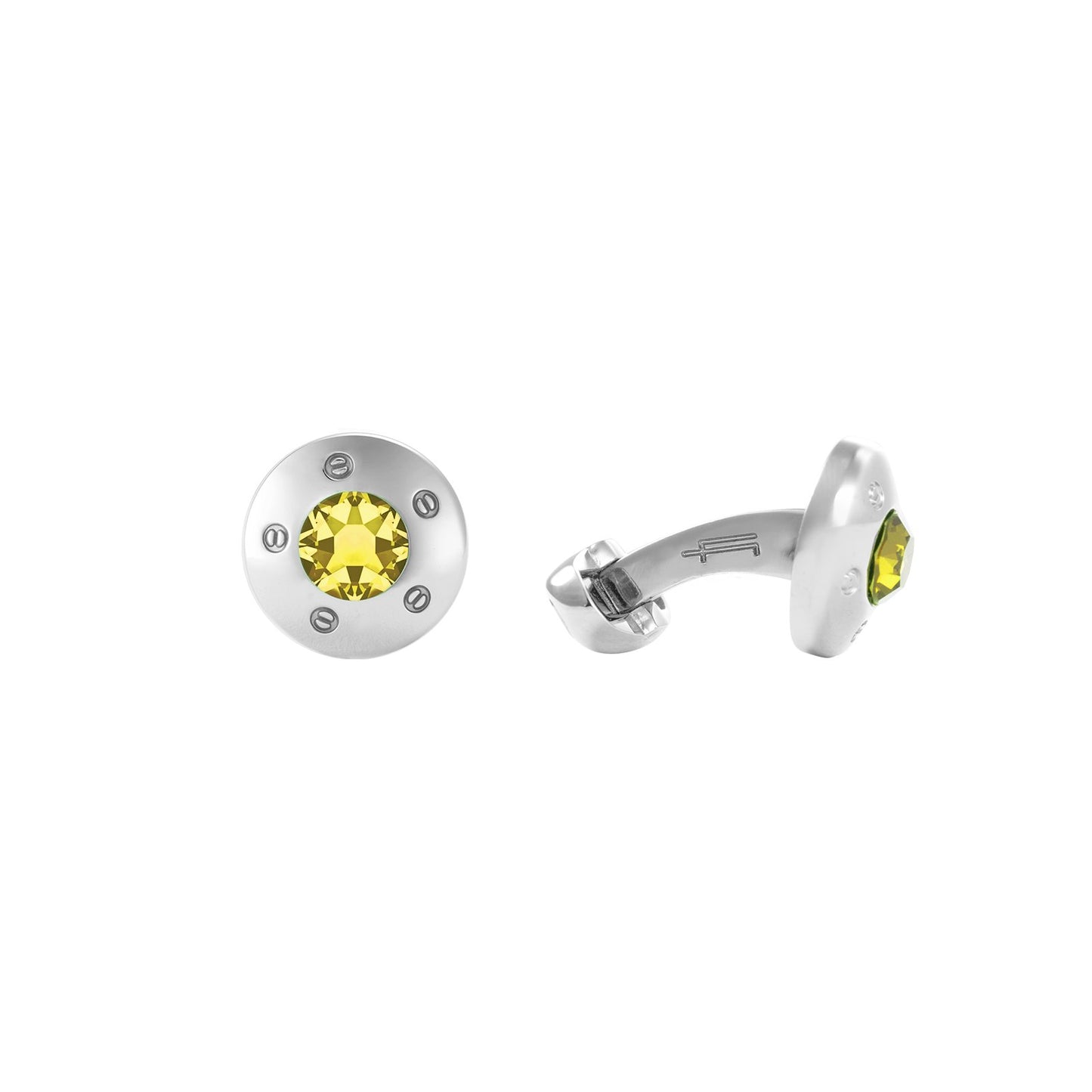 Cinq Vis Cufflinks - Louis Faglin Paris Silver Yellow Ruby